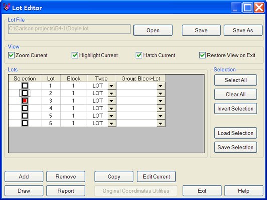 Carlons survey software lot-editor-LG