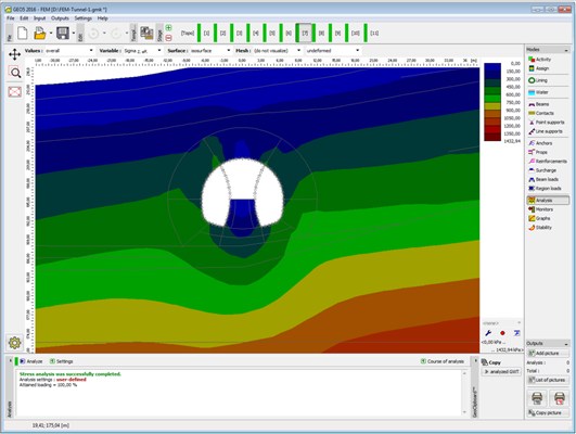 GEO 5 FEM Tunnel Modeling of sequential tunnel