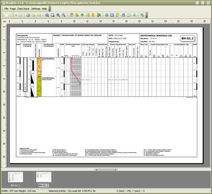 LogPro software borehole log